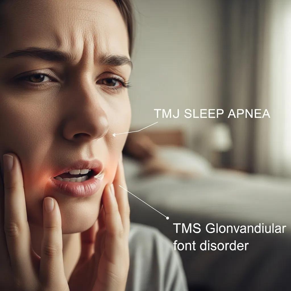 Person holding their jaw in discomfort, representing TMJ and sleep apnea connection